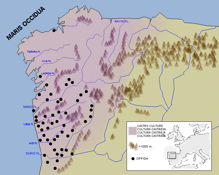 Ausdehnung der Castrokultur auf der Iberischen Halbinsel, Karte